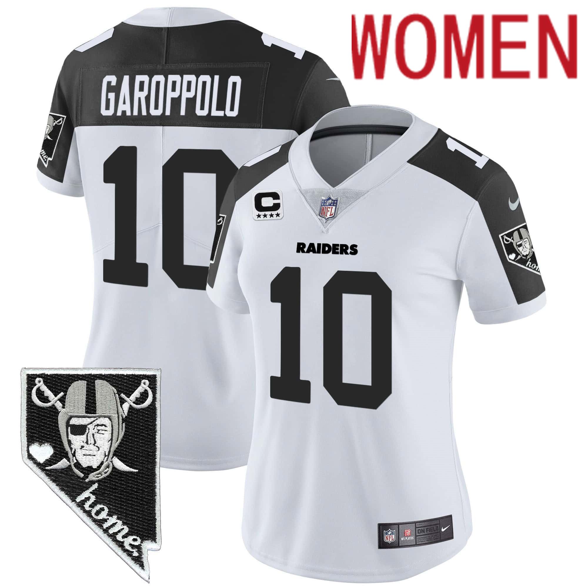 Women Oakland Raiders #10 Garoppo White 2024 Nike Nevada Home Patch Vapor NFL Jersey style 1